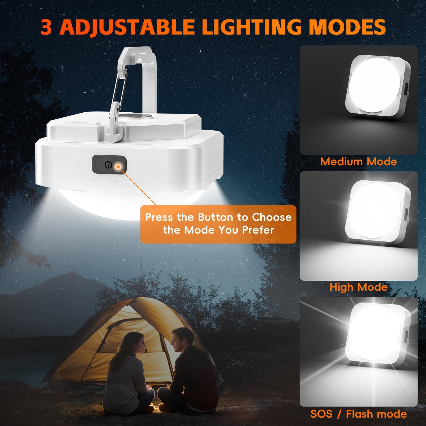 2 Pack Rechargeable LED Camping Light Lantern: 2000mAh Battery Powered Tent Light with Magnet - Camping Essential Waterproof Flashlight for Hiking Power Outage Emergency Survival Backpacking Hurricane