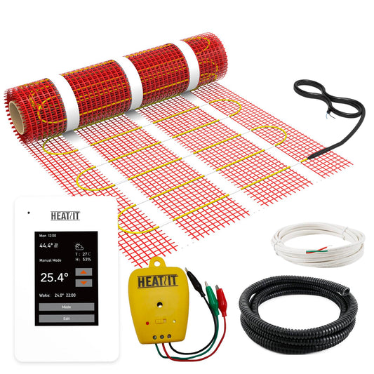 20 sqft HEATIT Warmmat Electric Radiant Self-Adhesive Floor Heat Heating System & ET-7A Thermostat & Alarm Monitor