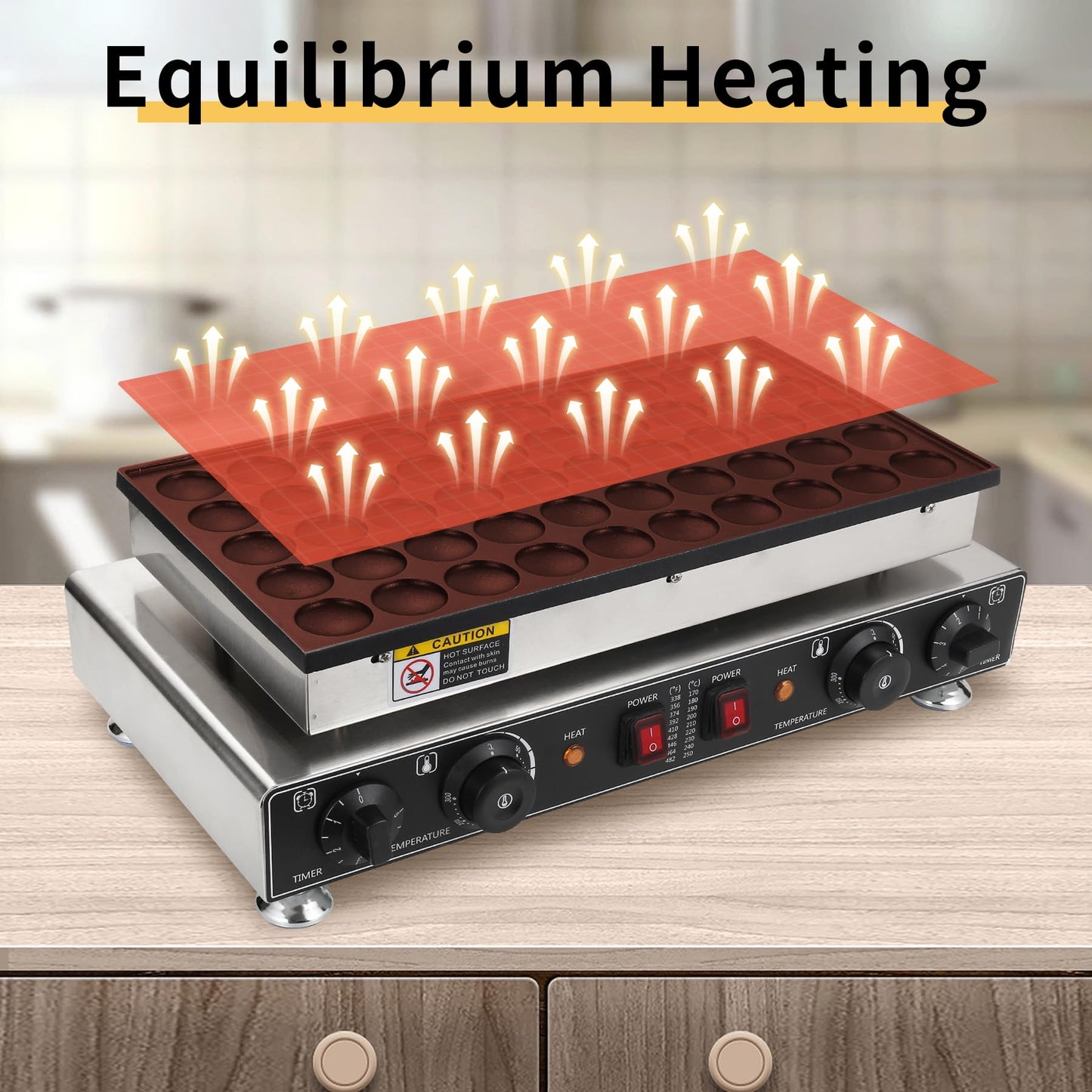 Heuyrao 50PCS Mini Dutch Pancake Baker, 110V 1800W Commercial Pancake Maker Machine, 1.6 Inches Electric Nonstick Pancake Maker, Commercial Muffin Maker for Home Kitchen & Restaurant