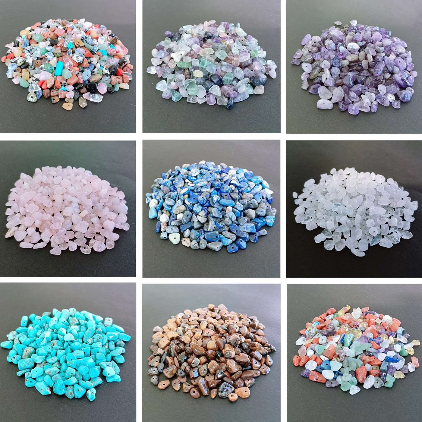 LAIDANLA Rose Quartz 400pcs Natural Chip Stone Beads 5-8mm Healing Crystal Irregular Gemstones Drilled DIY Loose Rocks Bead Crystal for Bracelet Earrings Necklace Jewelry Making Crafting