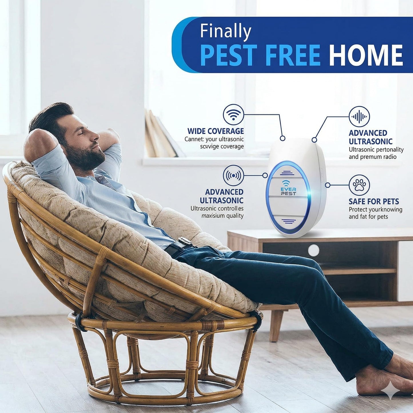 Ultrasonic Pest Control Repeller (2-Pack) Plug in Flea Rat Roach Mosquito Cockroaches Rodent Spider Scorpion Fruit Fly Insect Indoor Plug Getter Robo Caminho 1
