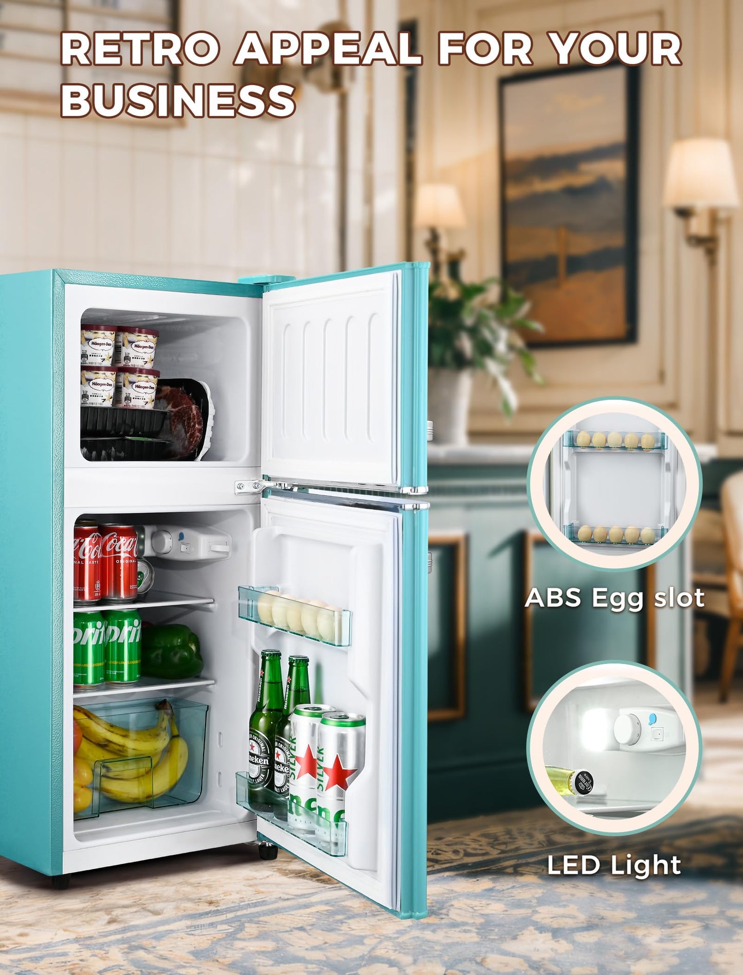 Anypro 3.2 Cu.Ft Fridge with Freezer, Double Door Refrigerator with Freezer, Temperature Control, Adjustable Shelves, Fridge for Office, Bedroom, Dorm, Garage, RV