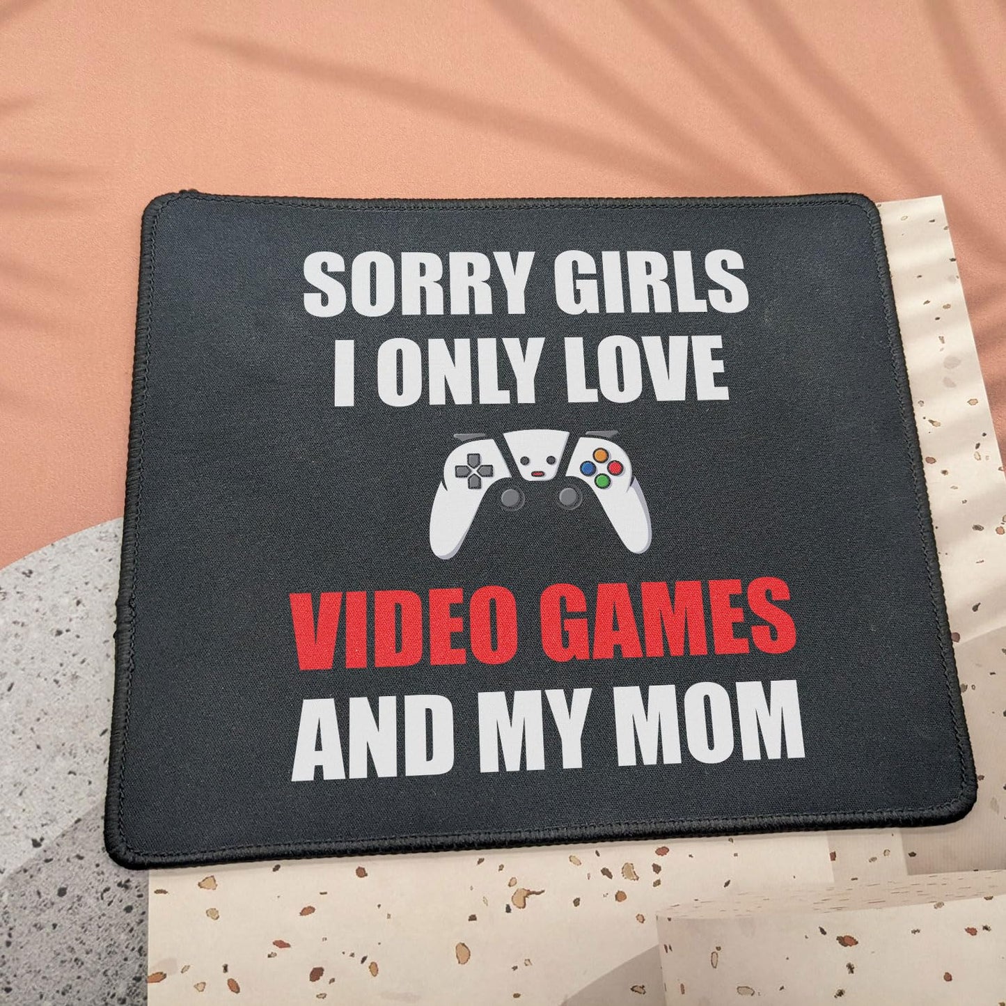 I Love Video Games and Mom Mouse Pad - Valentines Day Video Games Boys Teens - 9.5 x 7.8 Inch Mouse Mat Gaming Gamer Gifts - Funny Gifts Idea for Men