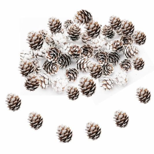 180 PCS Rustic Mini Pine Cones, White Christmas Snow Pinecones Ornaments,Wood Frosted Pine Cone Ornaments for Thangksgiving, Christmas, Autumn, Home, Party,Decorations,DIY Crafts and Gifts