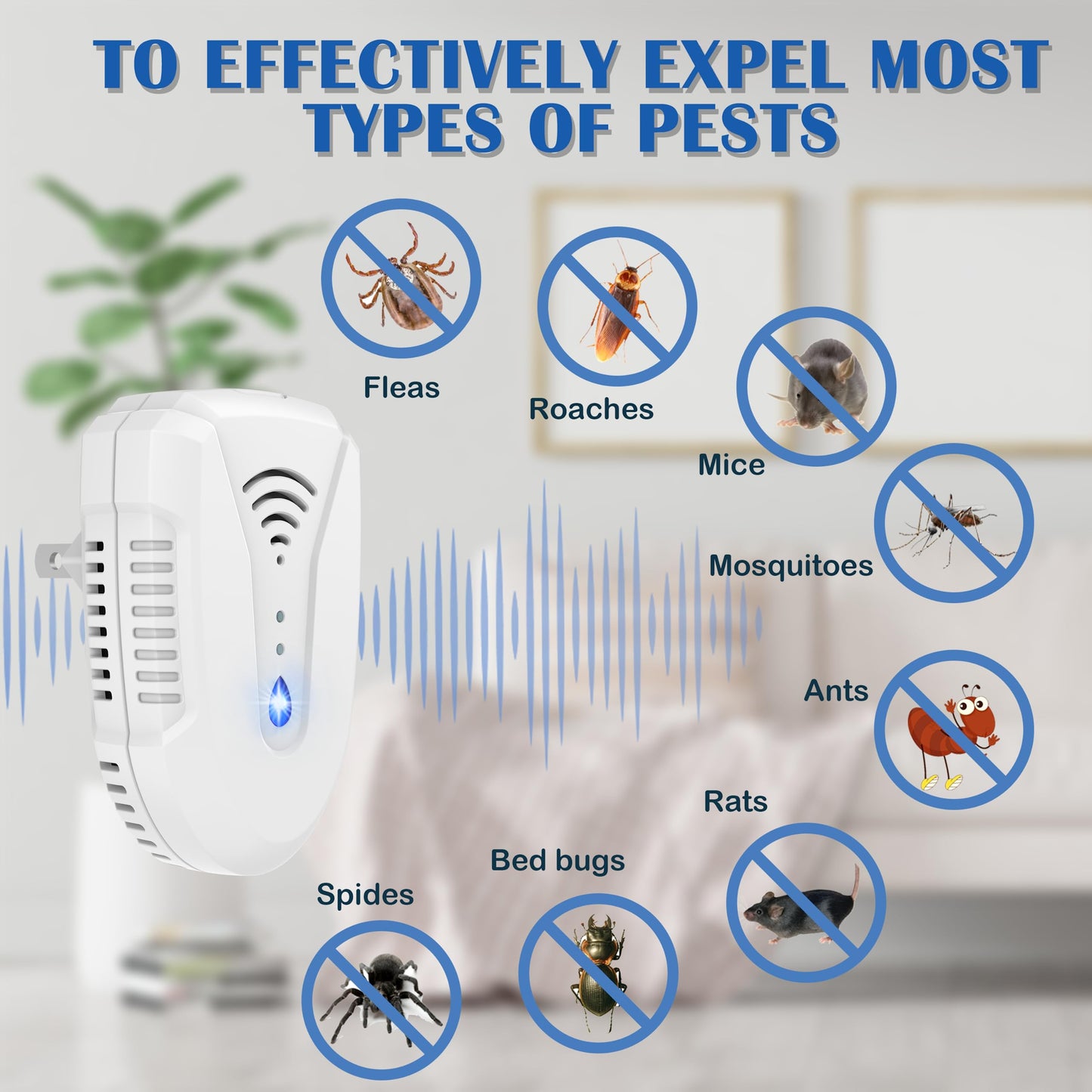2026 Upgraded Version Ultrasonic Pest Repeller 6 Pack, Mouse Repellent Indoor Plug in, Insect Ultrasonic Repellent for Bugs Roach Insect Mice Spider Mouse Mosquito Ant, 3 Mode Switching