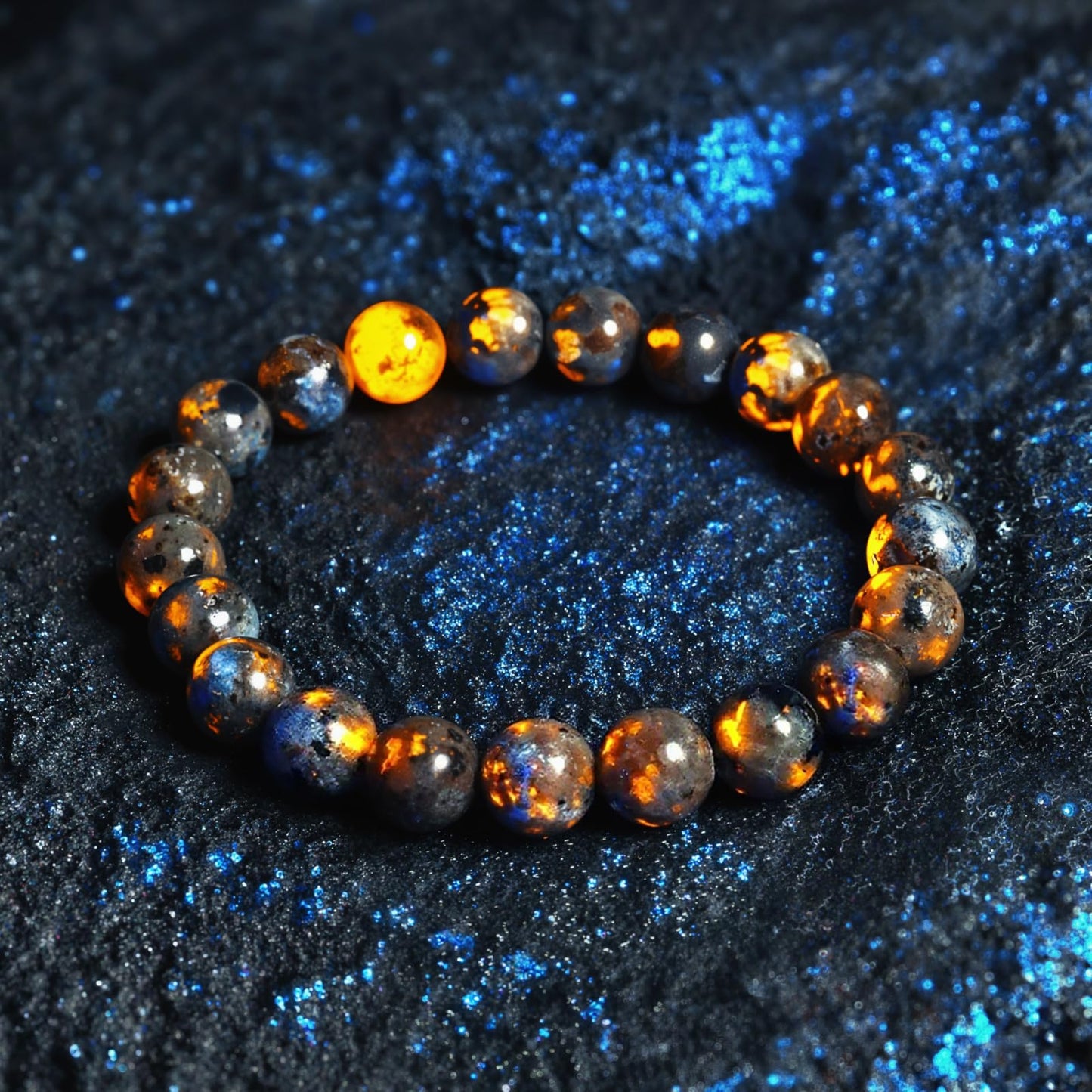 Raicegs 4MM Yooperlite Beaded Bracelets Healing Crystal Bracelet for Women Men Natural Stone Handmade Stretch Bracelet Reiki Spiritual Jewelry