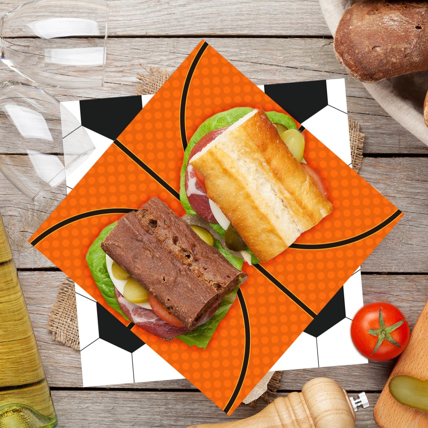Whaline 240 Sheets Sport Wax Paper Deli Paper, 12x12 In, 4 Designs: Basketball, Football, Soccer, Baseball