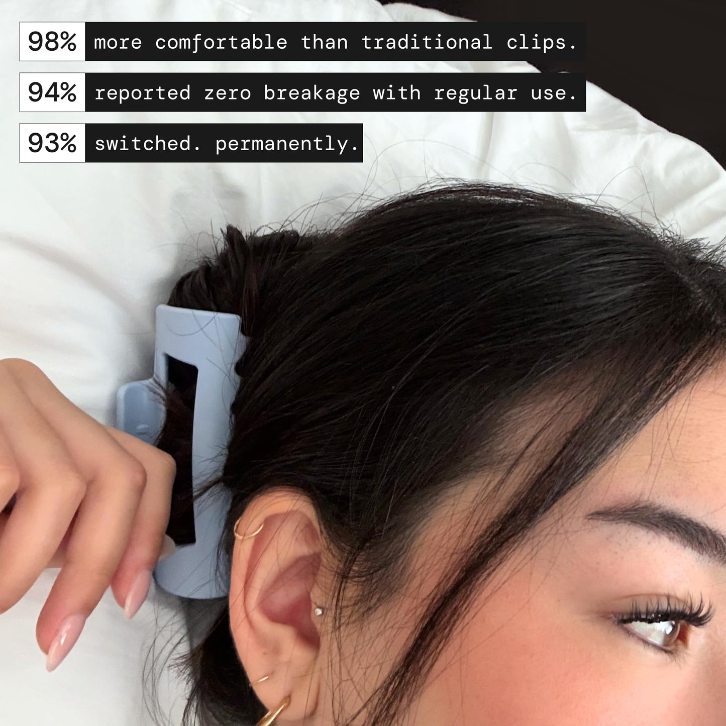 The Original Mello Hair Claw Clip Squishy Claw Clip Made in Korea Patent Pending 30021976 (Black, Medium)
