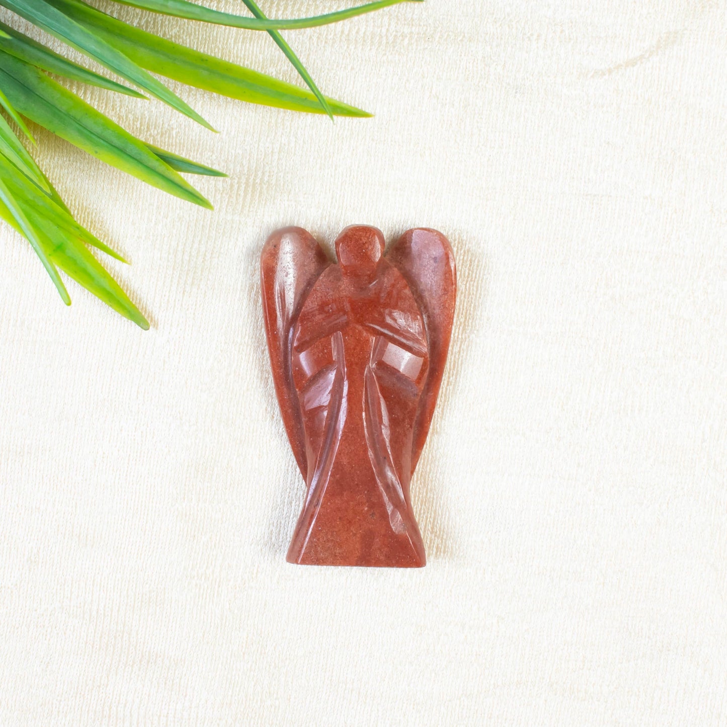 "Red Sand Jasper Gemstone Guardian Angel Healing Crystal, Hand Carved Pocket Angel Figurine - Crystals for Positive Energy, Handmade Mini Statue for Love, Peace & Healing, Natural Gemstone Figurine"