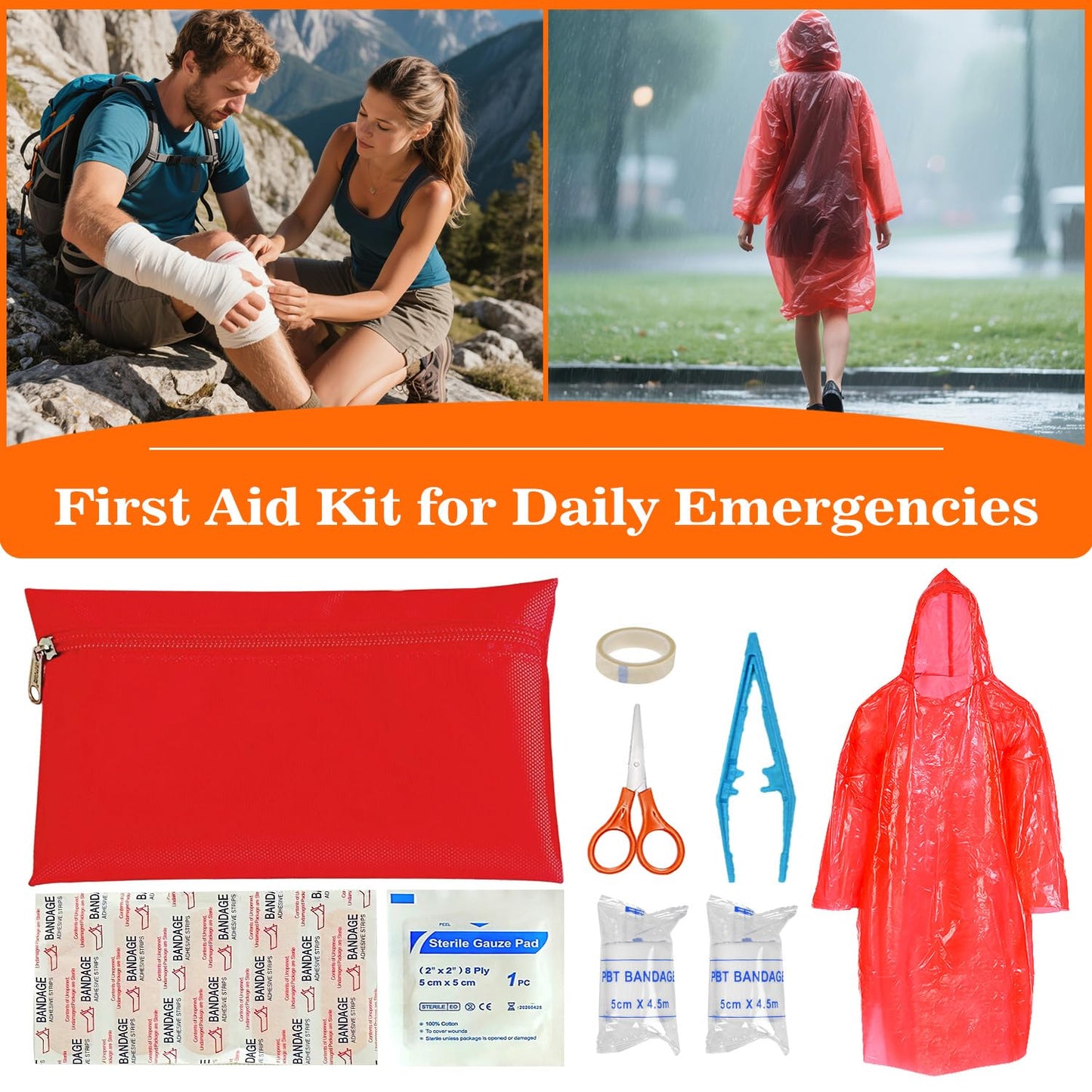 Car Emergency Kit with Jumper Starter and Air Compressor, Roadside Emergency Tool Kit for Truck Venicle Auto, Men Women Winter Travel Road Side Safety Essential Survival Bag with First Aid Kit
