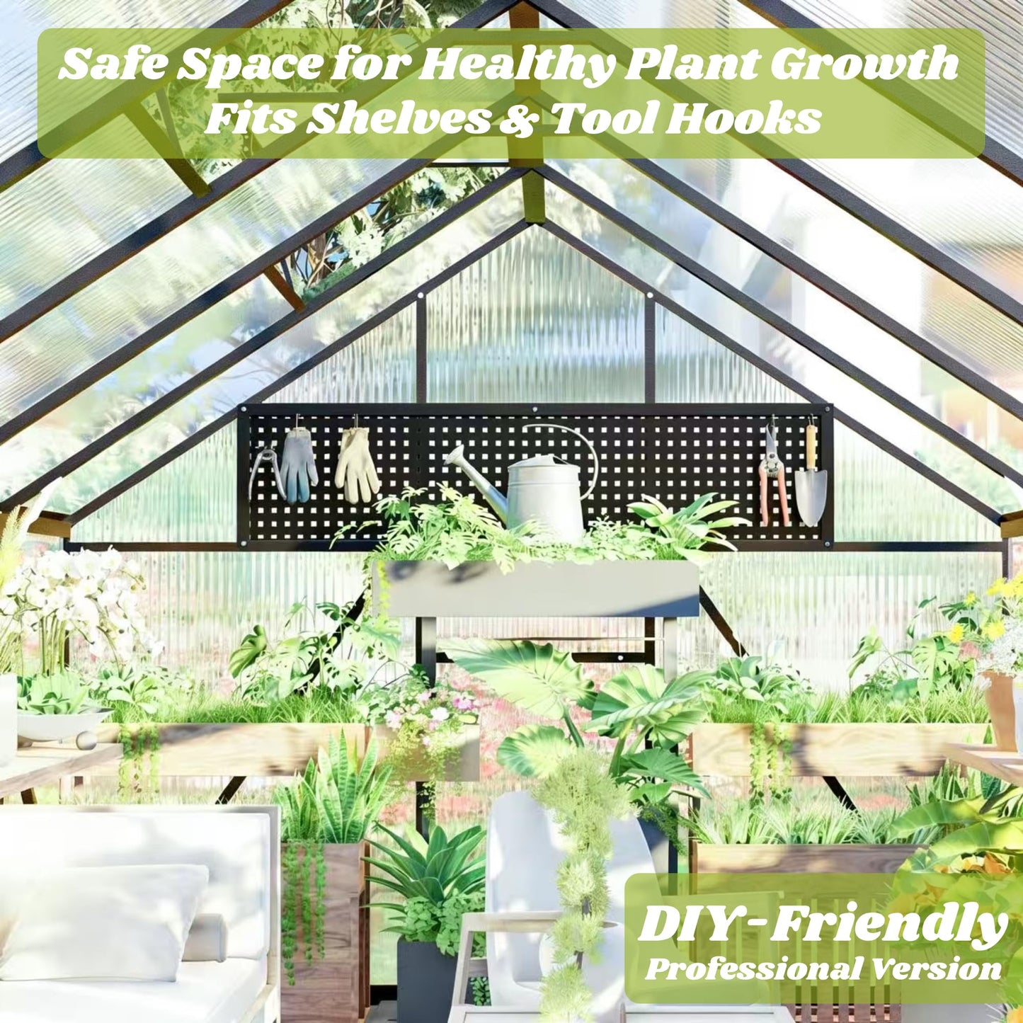8 x 14 FT Greenhouse for Outdoors, Polycarbonate Greenhouse with Quick Setup Structure and Roof Vent, Aluminum Large Walk-in Green House for Outside Garden Backyard, Dark Gray