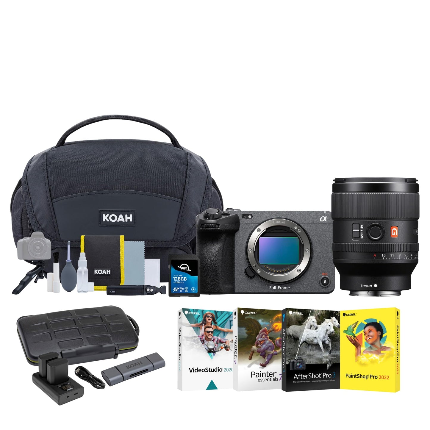 Sony FX3 Full-Frame Cinema Camera with 35mm f/1.4 GM Lens Bundle with (2-Pack) Batteries, Memory Card, 4 Softwares, Bag with Cleaning Kit and Card Reader