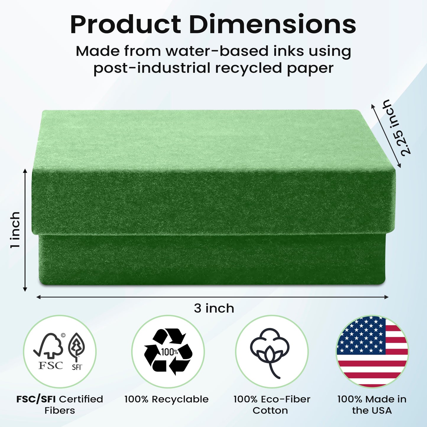 Novel Box 20 Pack Green Jewelry Gift Box 3x2.25x1in with Cotton Filled | Cardboard Jewelry Box | Gift Boxes with Lids Made in USA | Boxes for Bracelet Necklace Ring Earrings