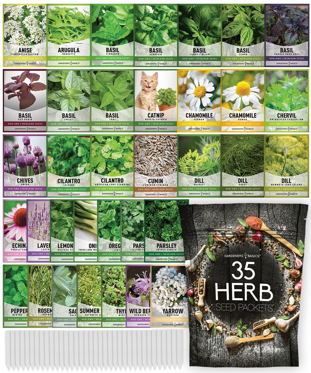 35 Medicinal Herb Seeds Variety Pack – Heirloom Non-GMO Healing & Culinary Herbs for Planting – Apothecary, Tea & Homestead Garden Kit