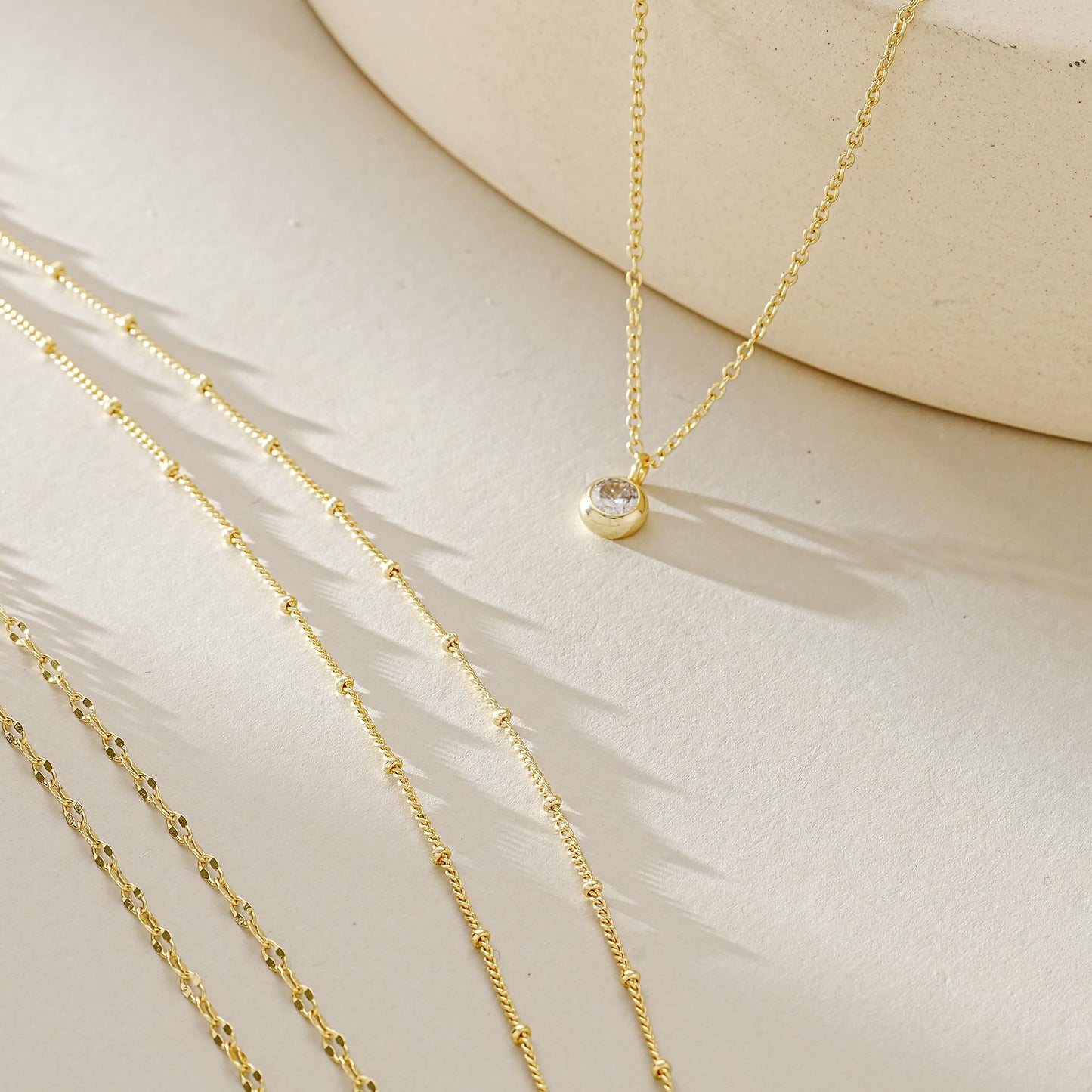 YOIHUR Layered Gold Necklaces for Women, 14K Gold Plated Necklace Trendy Layering Circle Zircon Pendant Necklace Set Jewelry for Women