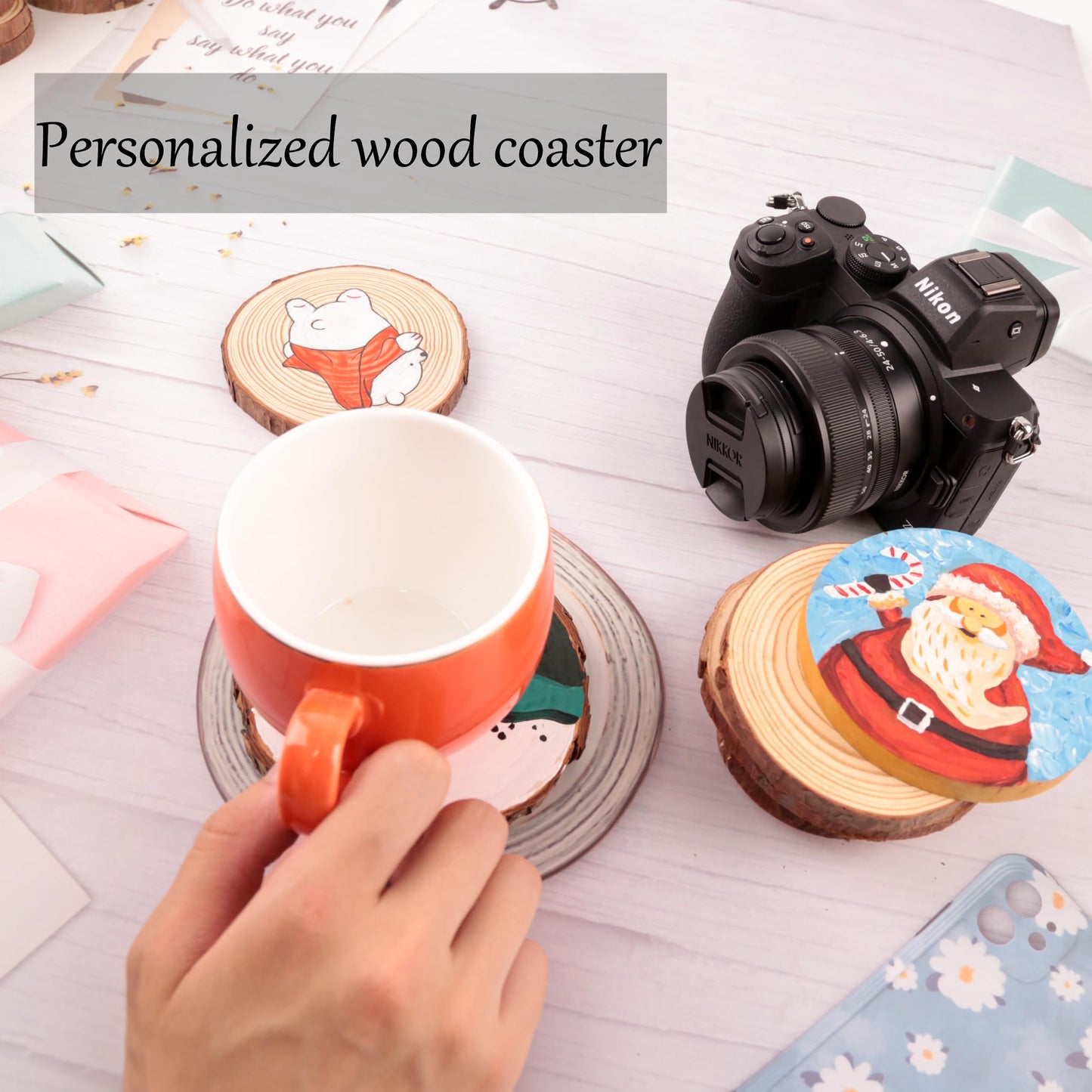 Unfinished Natural Wood Slices: 3.2-4 Inch Circles - 30 pcs with Bark for Crafts, DIY Ornaments & Art