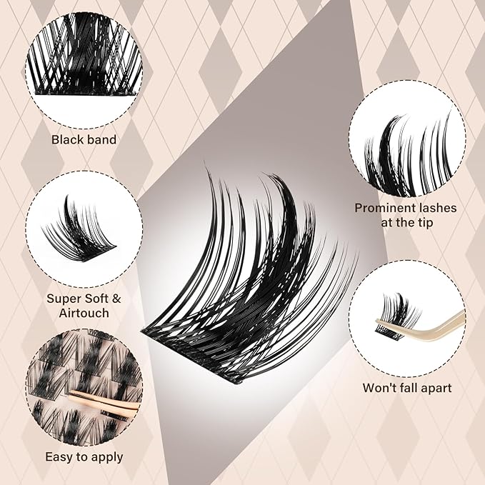 JMS&JMS Lash Clusters Eyelash Clusters 8-18MIX CC Curl Cluster Lashes Soft Wispy Lash Clusters Natural Look DIY Lash Extension At Home(California Sunset-8-18MIX)