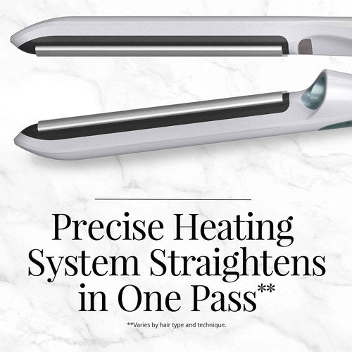 Remington PROLUXE HydraCare 1” Flat Iron / Hair Straightener with 1” Floating Plates, 450°F High Heat, Pearl White/Gray