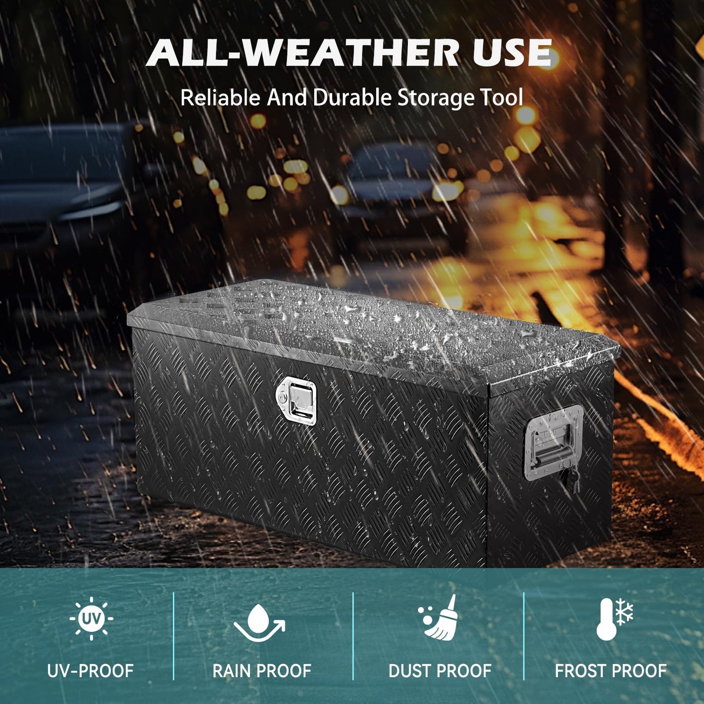 KING CHAO FOO 39" Lx15 Wx14 H Aluminum Tool Box, Heavy Duty Truck Bed Toolboxes with 2 PCS Keys, Upgraded Widest Tool Box Used for Truck Bed Storage,Trailers,Pickup,RV, All-Weather Use