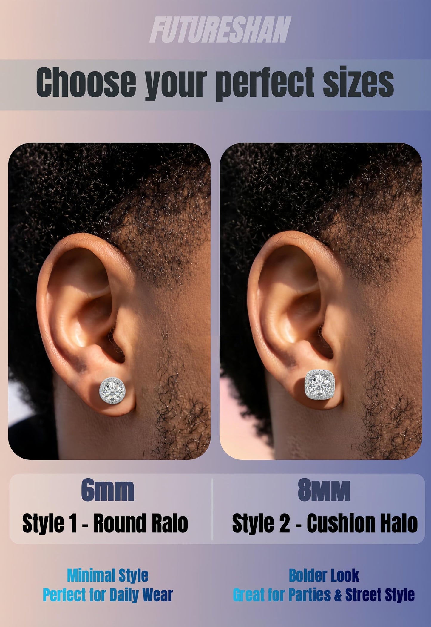2 Pairs Magnetic Earrings for Men Clip On Fake Earrings Non Pierced, Stainless Steel Magnet Nose Stud Piercings for Women, 8MM, Gold Color
