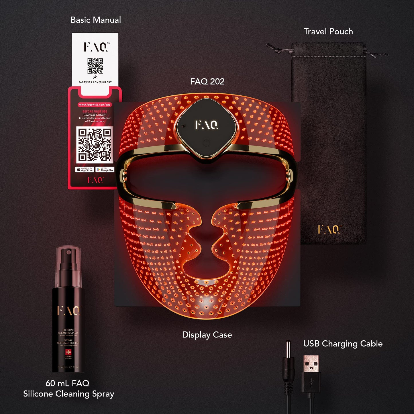 FAQ 202 - Advanced 7 LED lights Face Mask - Wireless Face Masks Beauty - 600 Glow Points - Wearable Skin Care