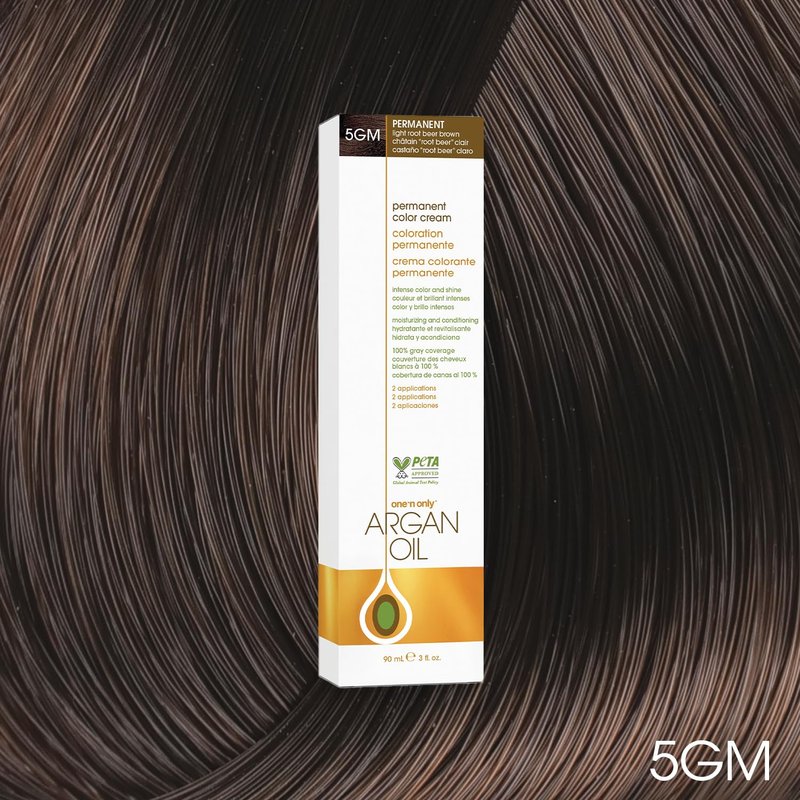 One N' Only Permanent Hair Color - Permanent Hair Dye Made with Argan Oil - Delivers Rich, Accurate Tones with Gray Coverage - Improves Moisture & Elasticity - 5GM Light Root Beer Brown (3 oz)