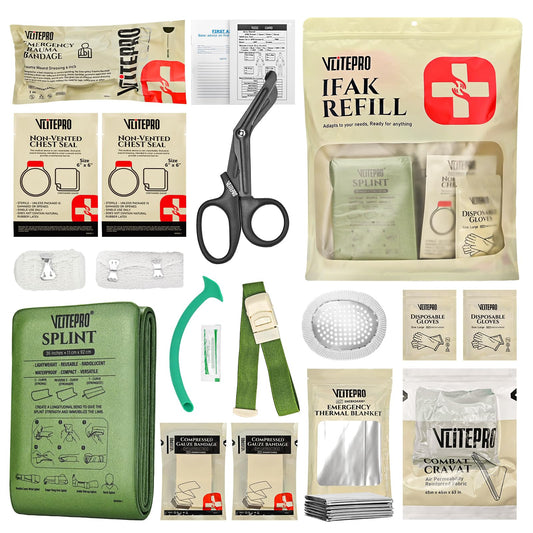 19PCS IFAK Trauma Kit, First Aid Kits Refill Supplies with Tourniquet, Emergency Trauma Bandage, Non-Vented Chest Seal, Emergency Medical & Survival Kit for Bleeding Control, Car & Camping