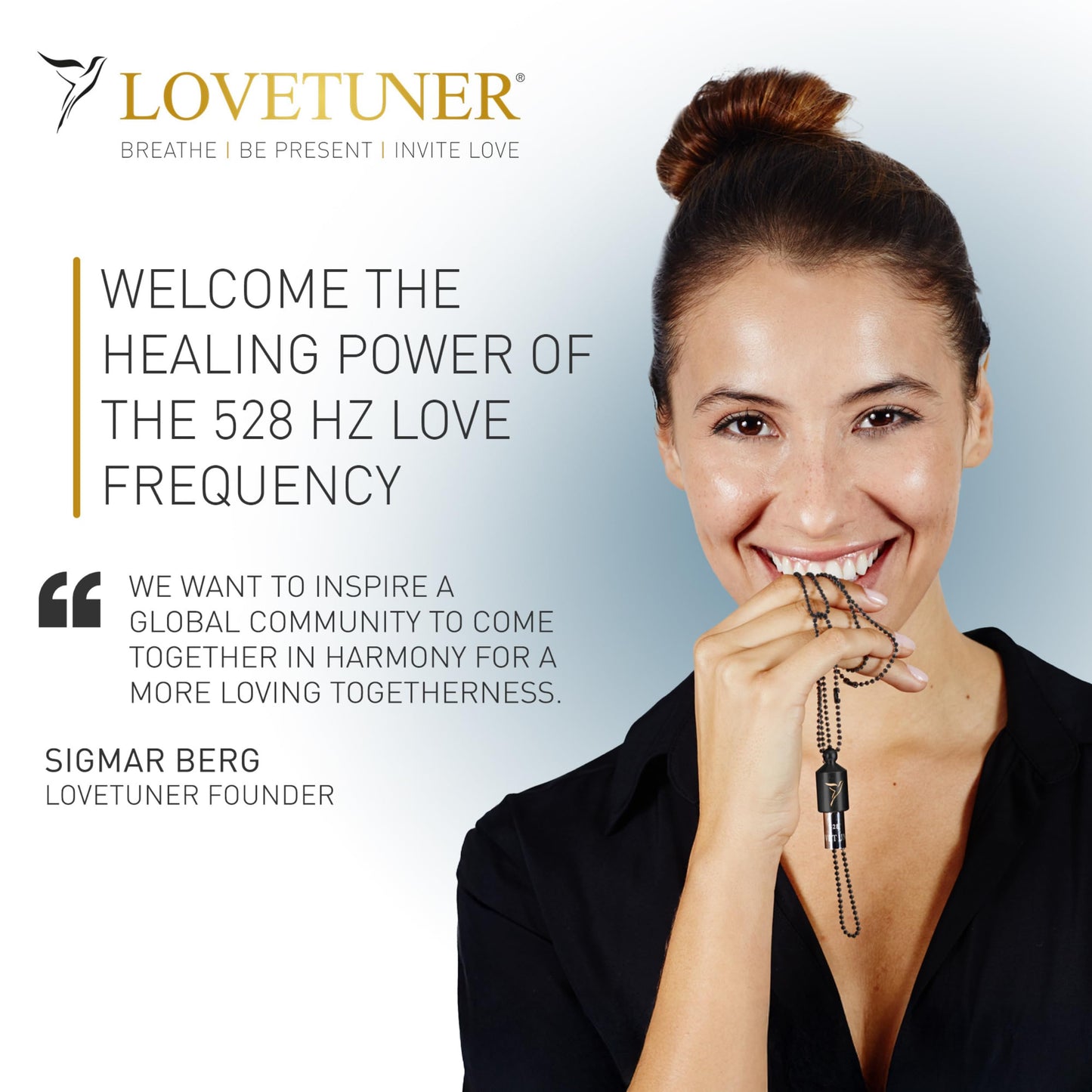 LOVETUNER Meditation Tuning Necklace 528 hz Frequency of Love | Mindfulness Device for Anxiety & Stress Relief, Metal,