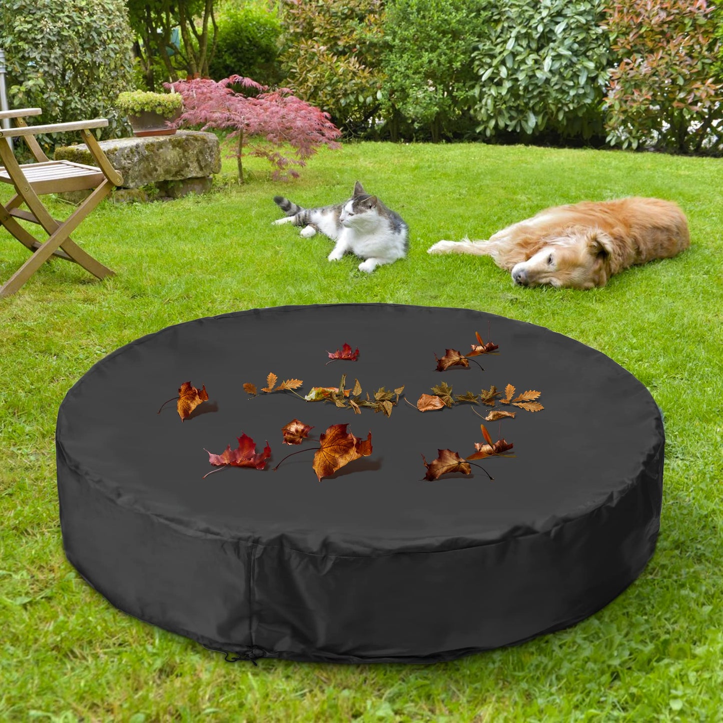 Niubya Round Dog Pool Cover, Foldable Pet Swimming Pool Cover, Waterproof Dustproof and Washable Pool Protective Cover with Drawstring Design, 72 x 12 Inches