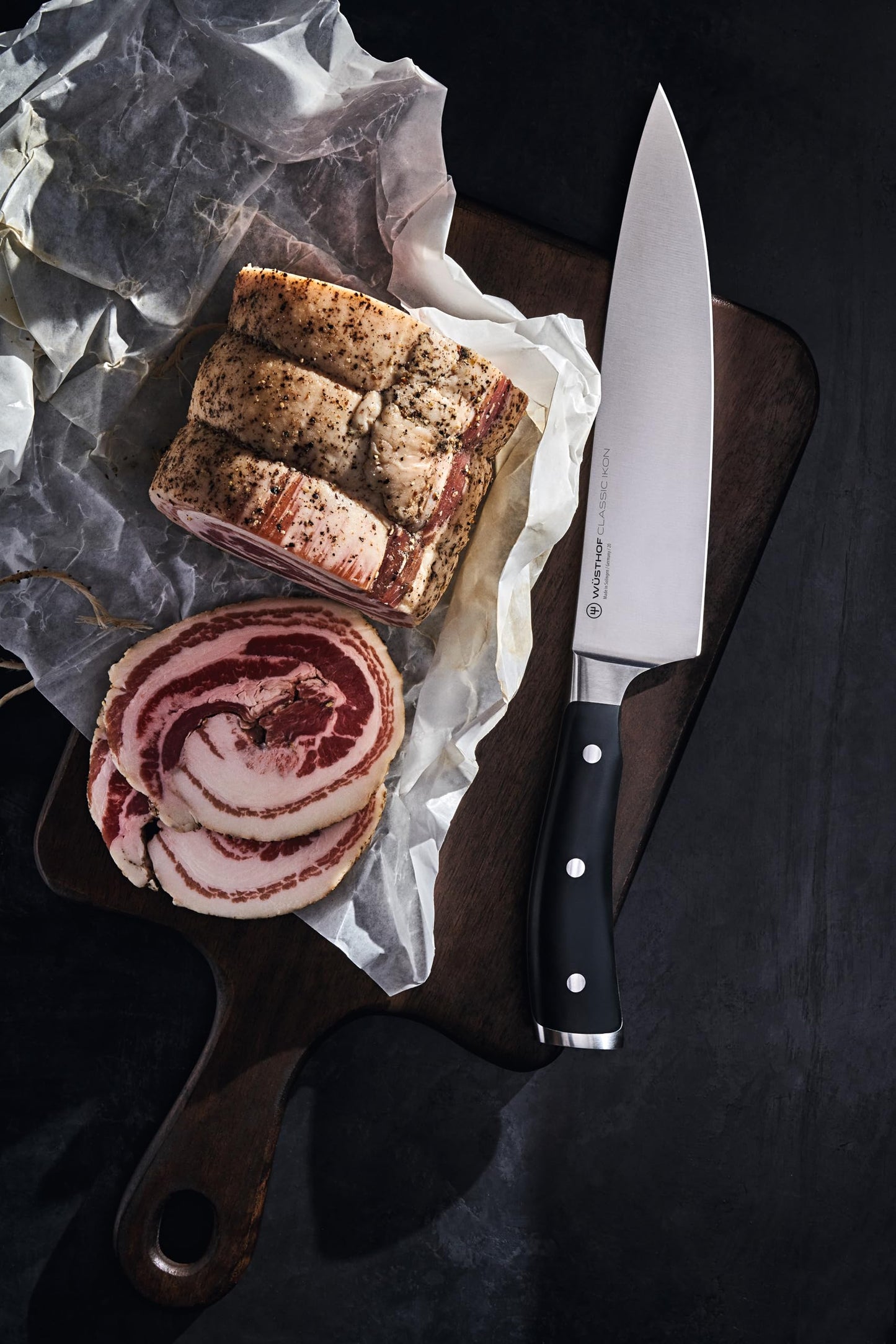 Wüsthof Classic Ikon 3-Piece Chef's Knife Set, Black