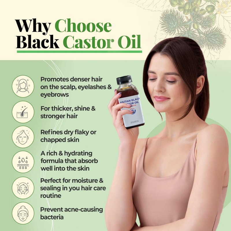 Meme Haitian Black Castor Oil (Lwil Maskriti) – 100% Pure, Cold-Pressed, Unrefined – Promotes Hair Growth, Moisturizes Skin, Strengthens Nails, Aids Digestion – 8 fl oz
