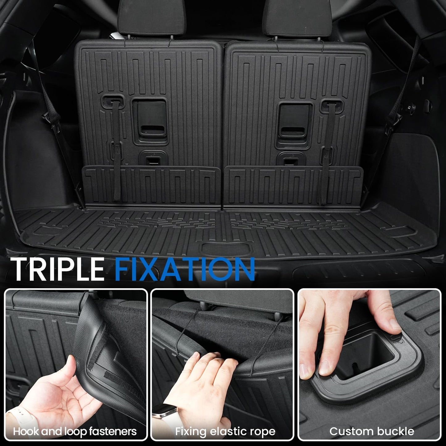 JOULARISE Floor Mats Set for 2016-2026 Dodge Durango (Only for 7 Seats with Bench Seats), All Weather TPE Backrest Mat Trunk Mat Cargo Liner Door Sill Guards Accessories (7 Seats Floor Mats Set)