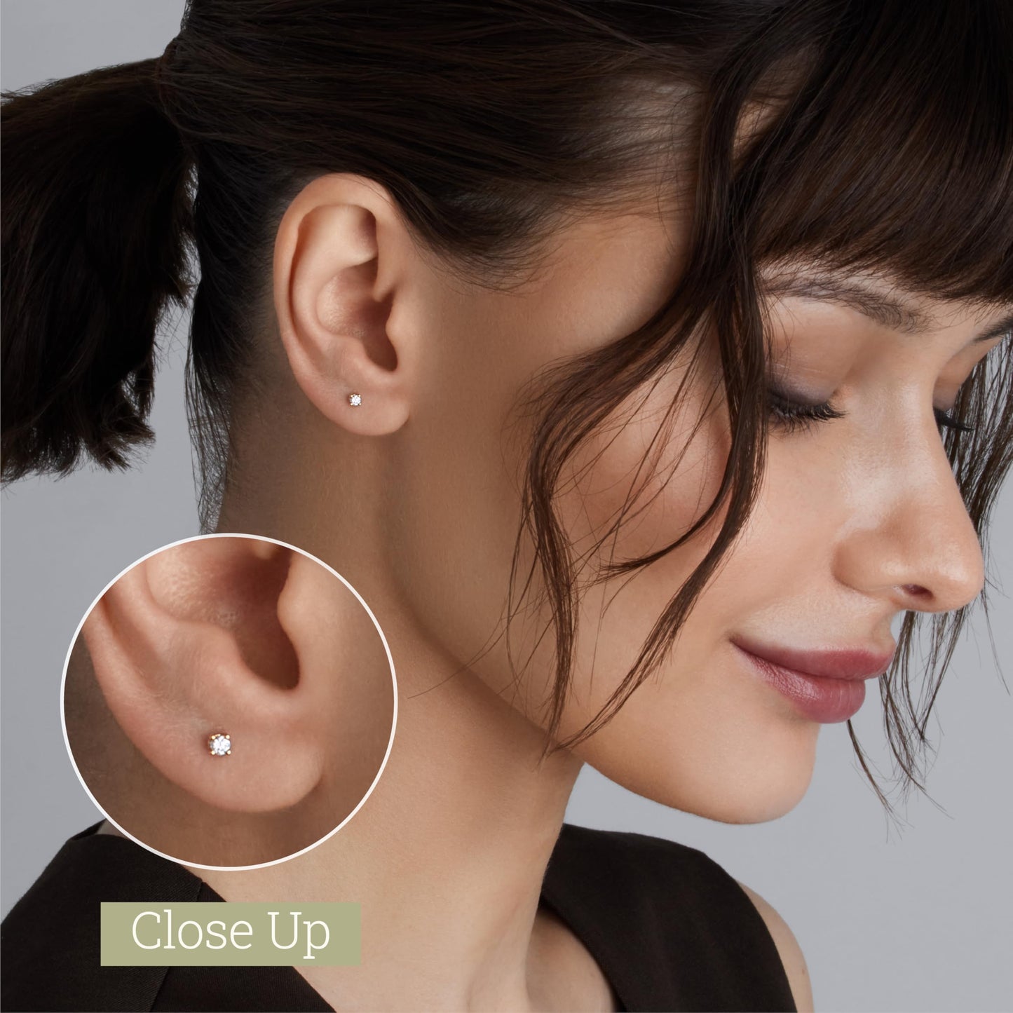 Gilded 1/10 Carat Total Weight Lab-Grown Diamond 14KT Gold Plated Silver Stud Earrings for Women| Hypoallergenic Fine Jewelry | 4-Prong Basket, Push Back Nut | SI1 Clarity, F Color, Round Cut