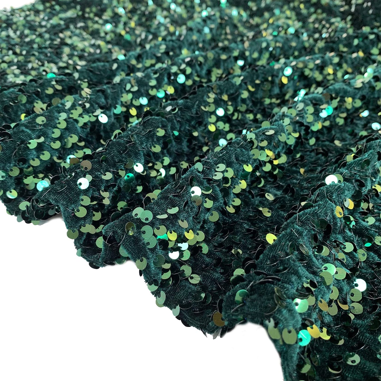 Emerald Green Sequin Fabric by The Yard Soft Velvet Fabric Glitter Upholstery Fabric Velvet Sequins Fabrics for Crafts Sparkle Material Dress Fabric Sequin Cloth Sewing Fabric for Christmas Costumes