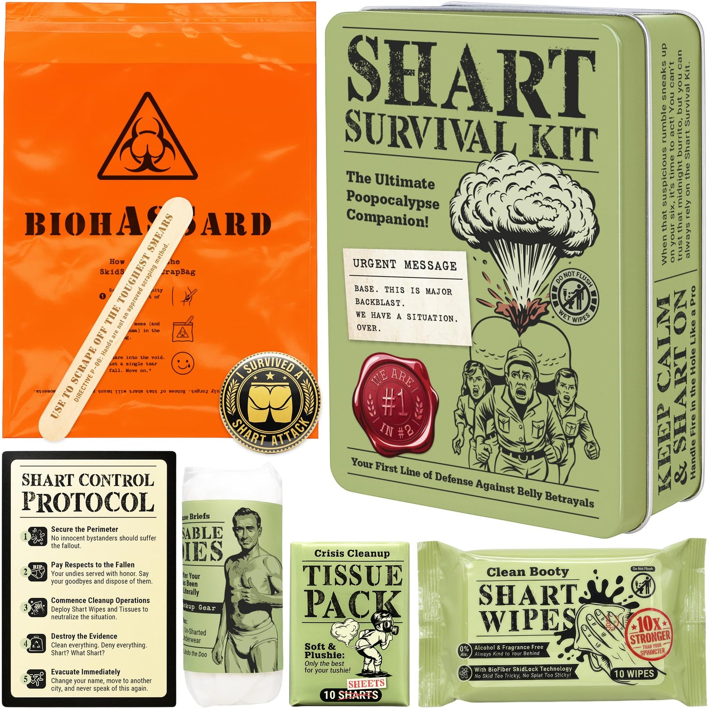 Witty Yeti’s Military-Grade Shart Survival Kit for When Your Butt Commits Treason. Emergency Backup Gag Gift for Digestive Mutiny & Rear-End Rebellion.