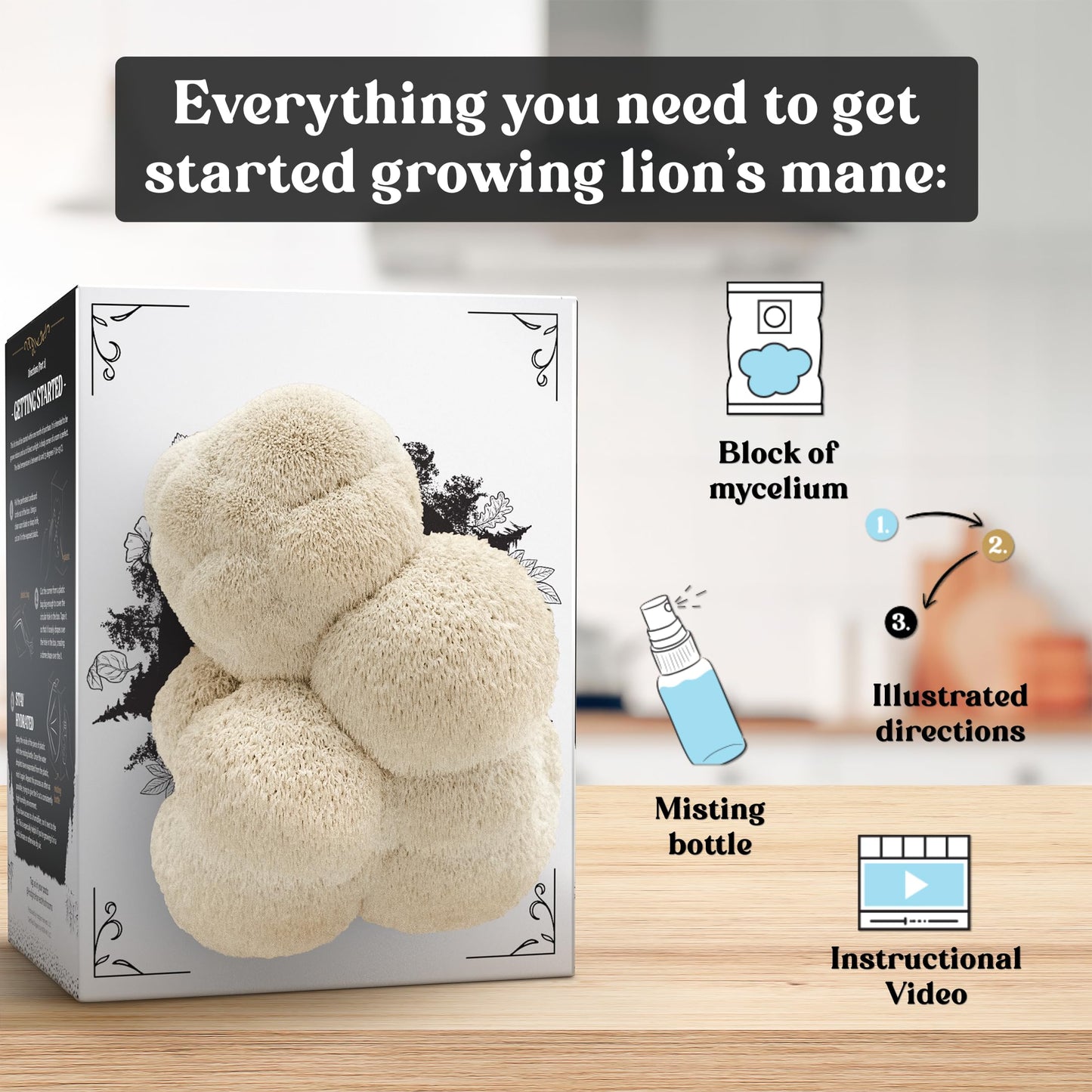 Hodgins Harvest Organic Lion's Mane Mushroom Growing Kit - Indoor Gardening Kit for Fresh Gourmet Mushrooms - Easy to Grow at Home - Holiday Gift for Garden Lovers & Foodies - Grown in USA - 3.5 lb