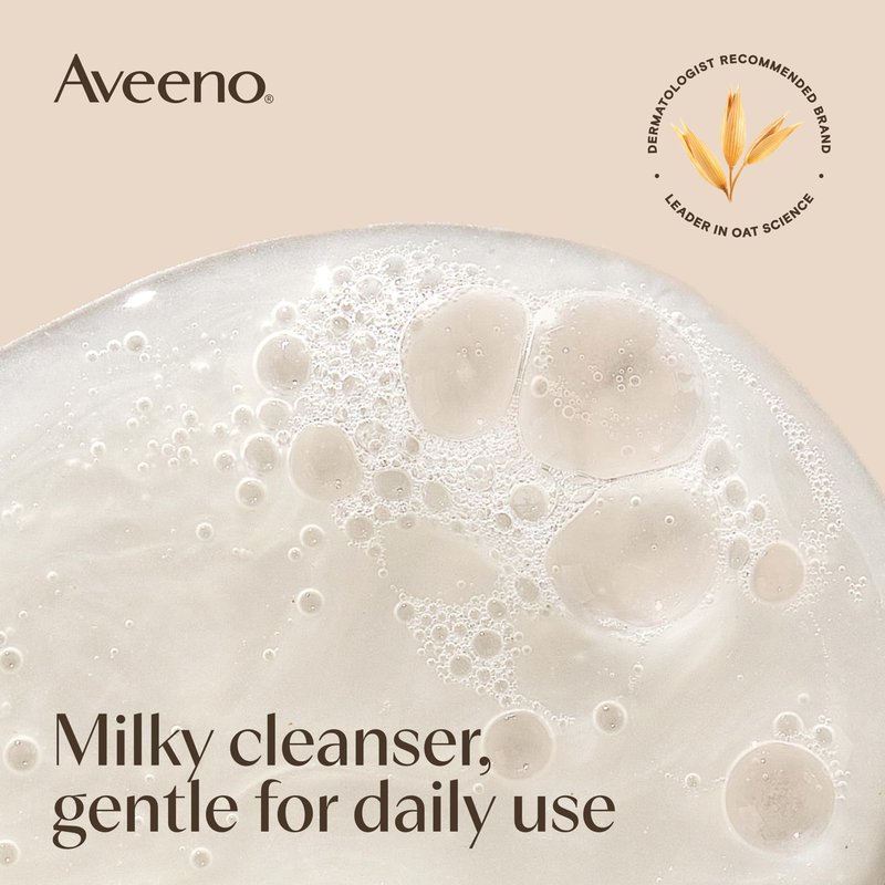 Aveeno Calm + Restore Nourishing Oat Face Cleanser, Daily Hydrating Facial Cleanser for Sensitive Skin with Nourishing Oat & Feverfew, Hypoallergenic, Non-Comedogenic, Fragrance-Free, 7.8 Fl Oz