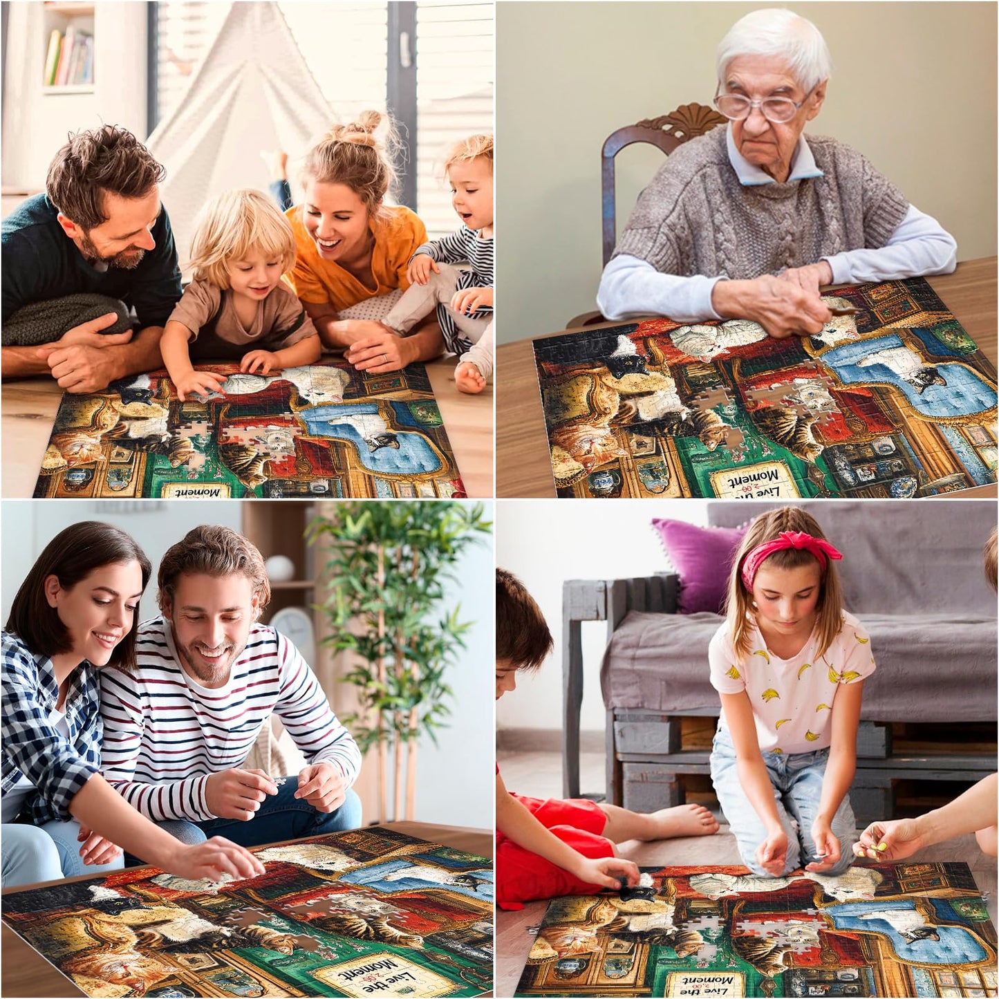 500 Pieces Puzzle for Adults,Cats Home Puzzle, Recycled Cardboard Animals Jigsaw Puzzles 500 Pieces,Challenging Puzzles Game Home Decor Birthday Party Gift Toy for Adults Seniors 20.5 * 15 in