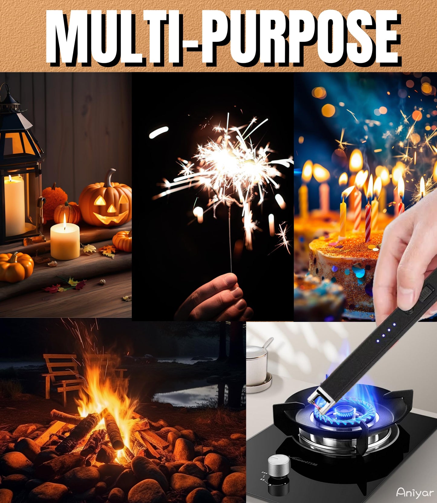 Christmas Stocking Stuffers - 3 Pack Electric Lighter, Birthday Gifts for Women Mom Men Wife Sister, Rechargeable USB Arc Long Candle Lighters for Candle Camping BBQ
