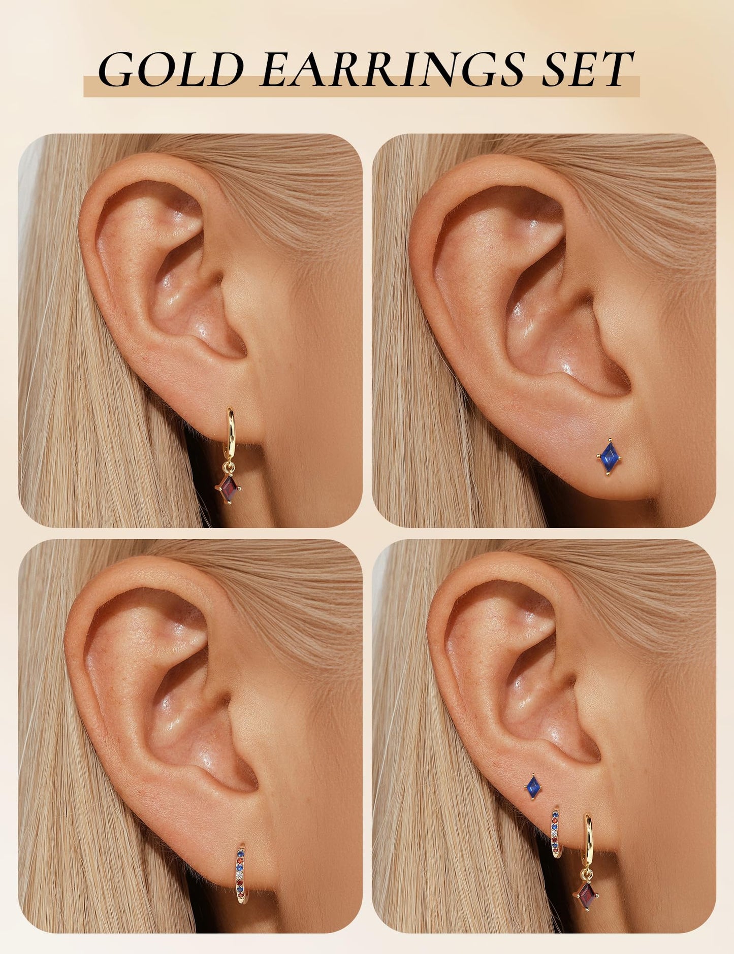 Angelady 4th of July Earrings Set for Women Patriotic American Flag Earrings USA Dangle Earrings Red White Blue American Flag Huggies Hoop Earring Independence Day Earring