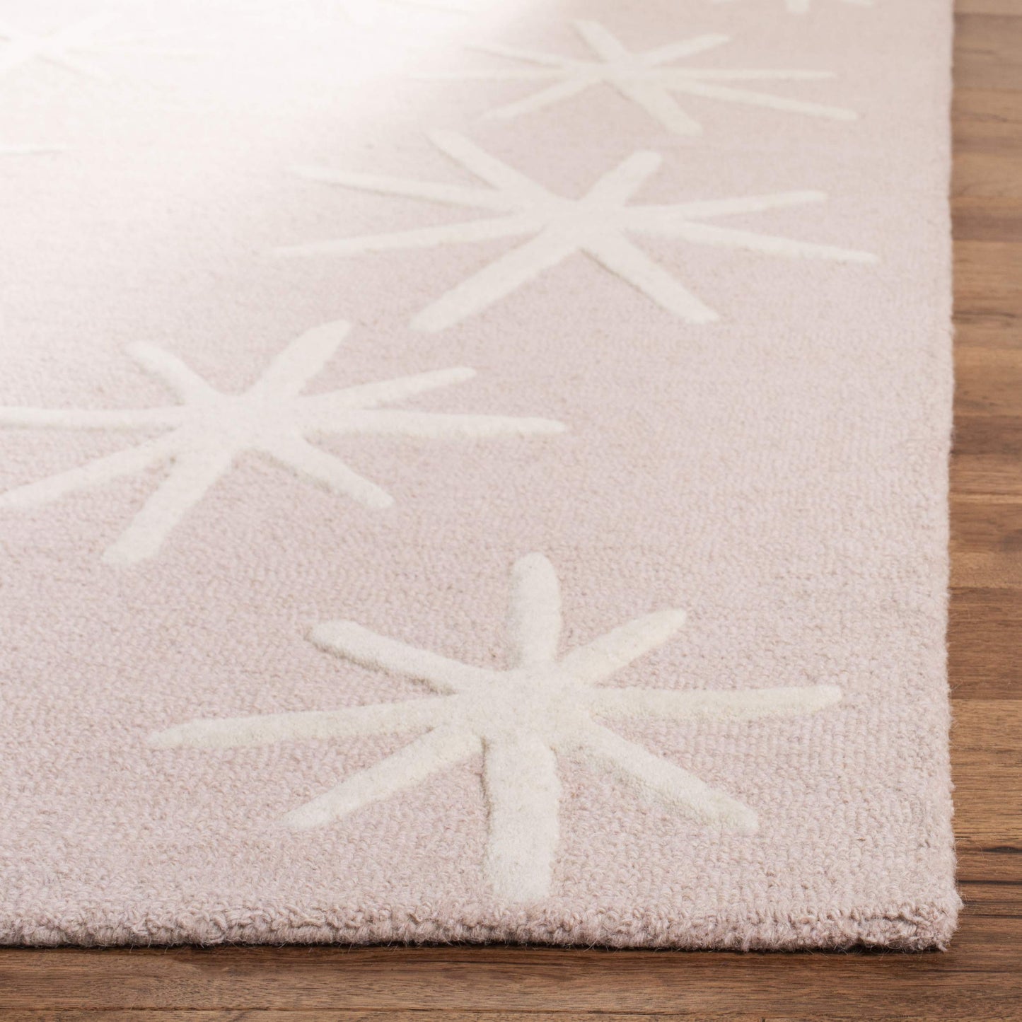 SAFAVIEH Area Rug 8x10 - Kids Collection - Large - Pink & Ivory, Handmade Wool, Starburst Design, Ideal for Bedroom, Playroom, Nursery, Boys & Girls Room (SFK908P)