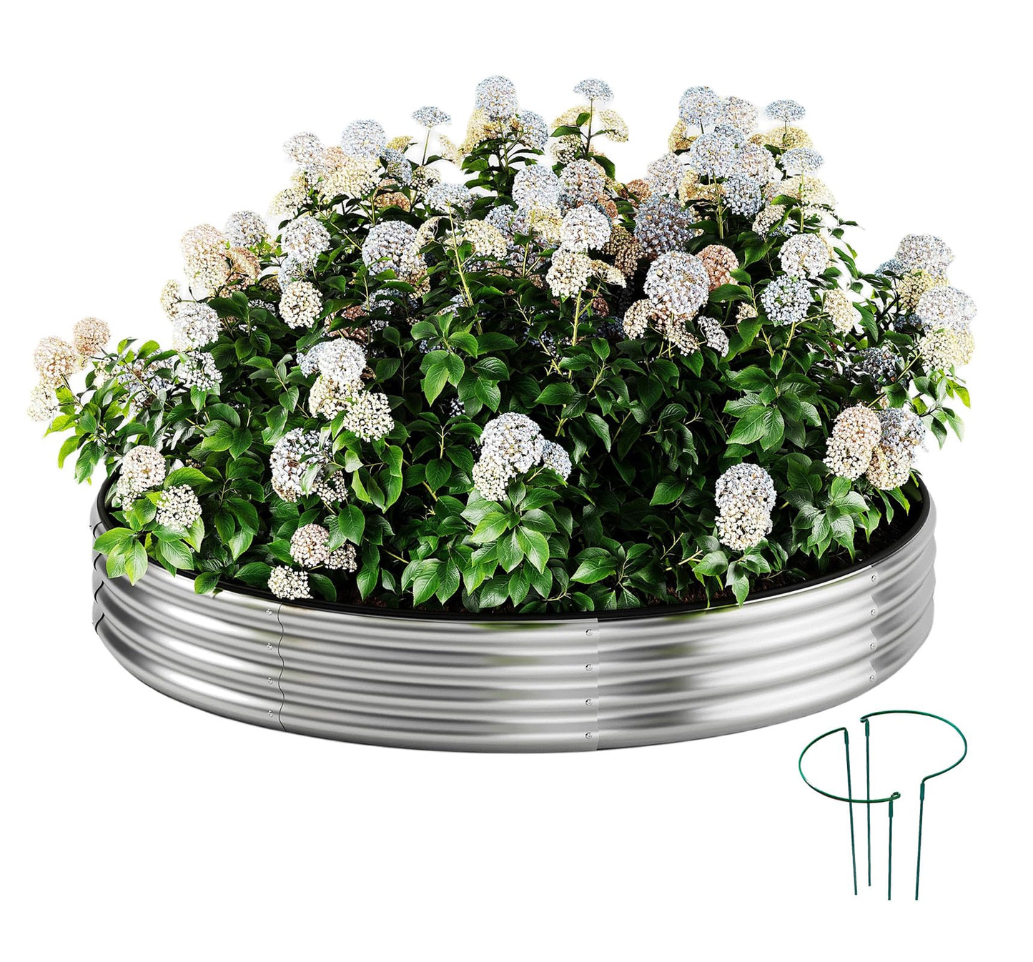 Galvanized Metal Planter Raised Garden Bed Kit for Gardening Outdoor 2x2x1ft Round Galvanized Steel Fire Pit，Steel Fire Pit Silver for Backyard, Camping, Bonfire