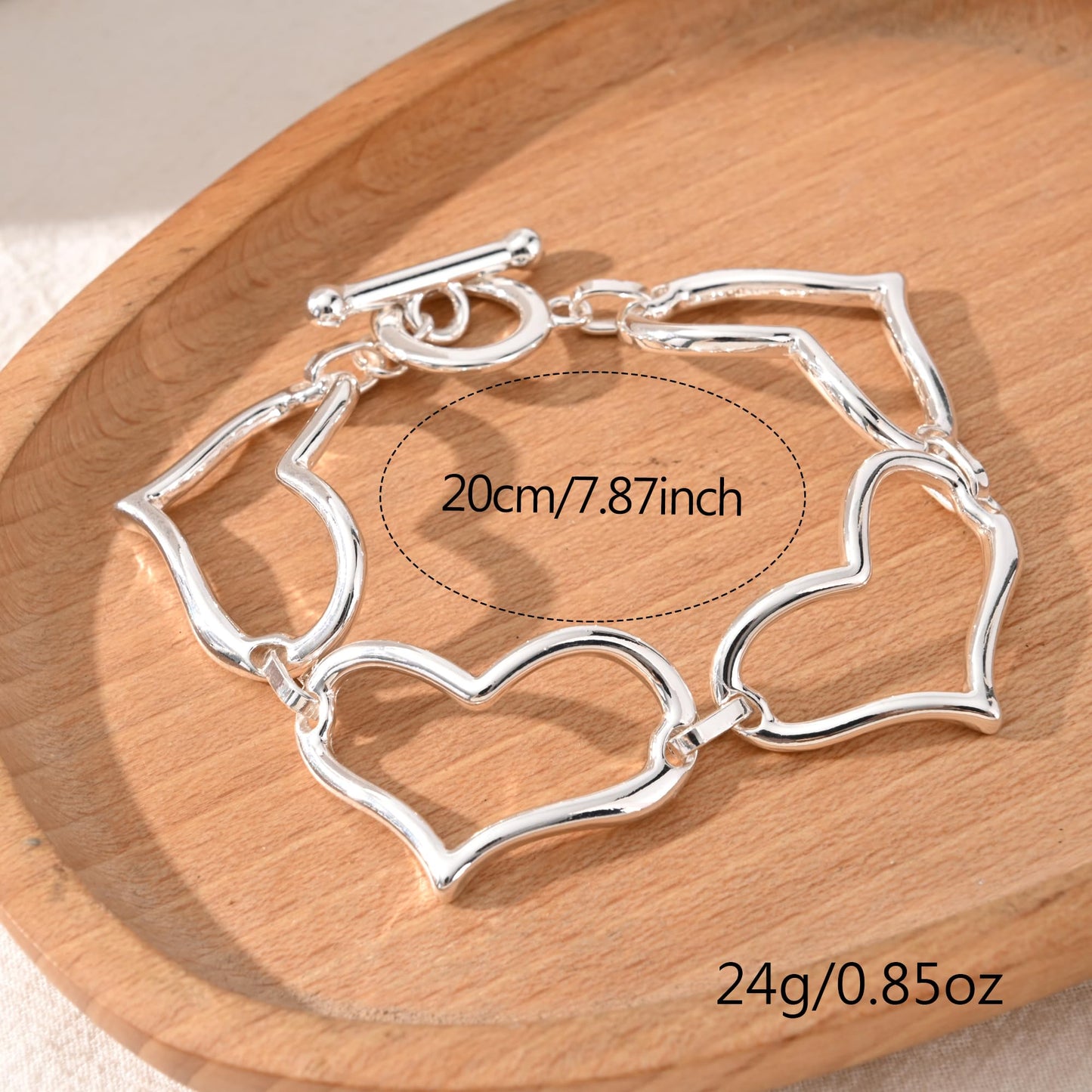 Ginyejly 14K Gold and Silver Plated Special Cain Link with Toggle Clasp Closure in Daily or Party for Women Fashion Jewelry Gifts (silver heart)