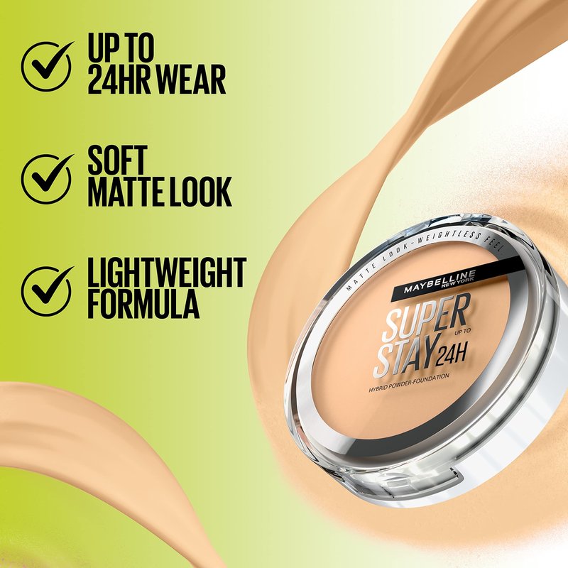Maybelline Super Stay Up to 24HR Hybrid Powder-Foundation, Medium-to-Full Coverage Makeup, Matte Finish, 340, 1 Count (Pack of 2)