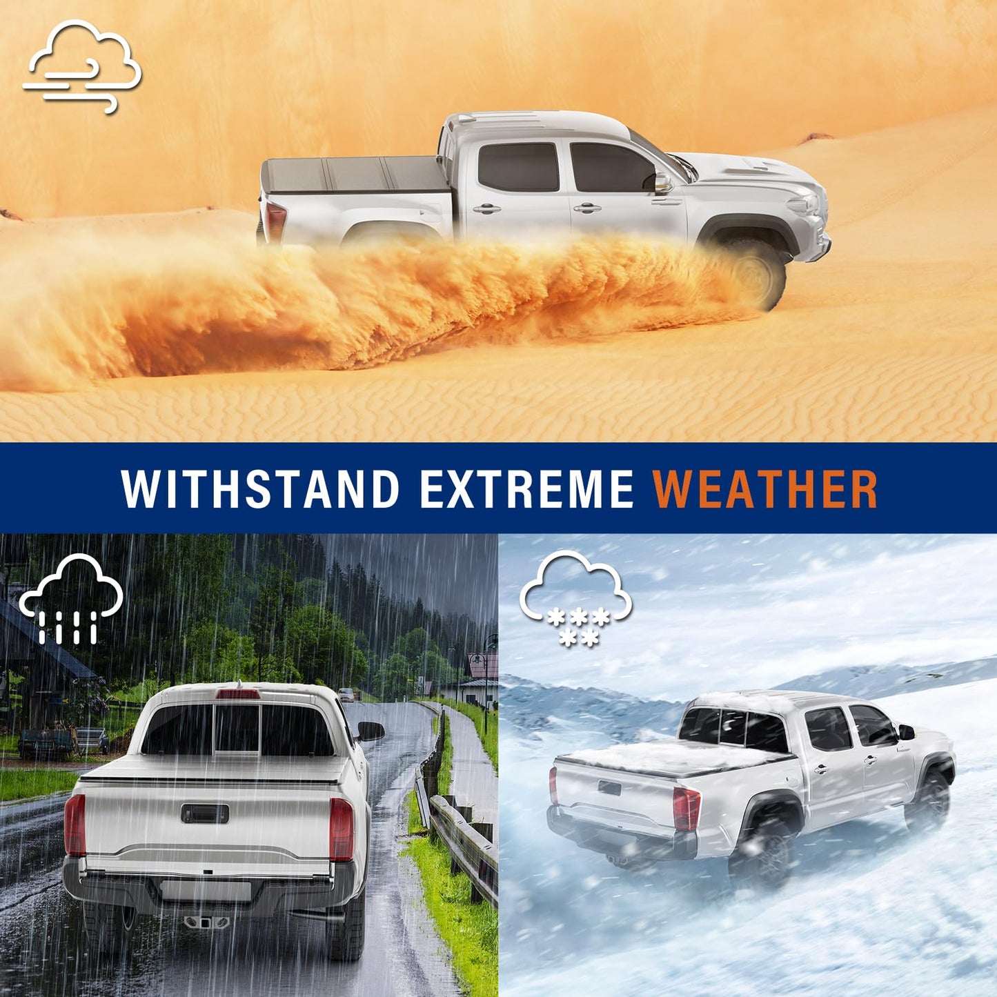 Tono King FRP Hard Tri-fold Tonneau Cover Fold Truck Bed Covers Compatible with 2016-2026 Toyota Tacoma 5ft Bed (60")