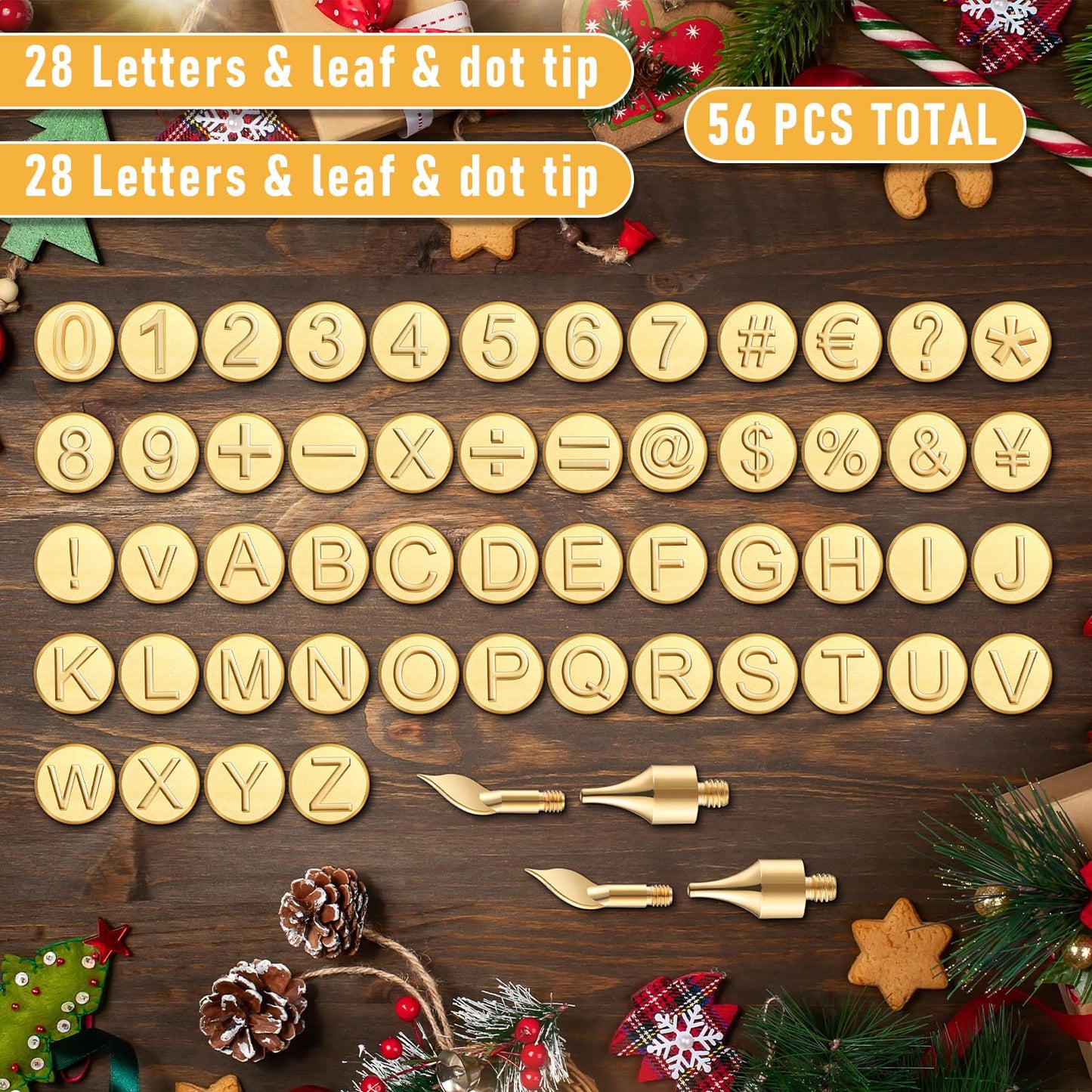 Mixweer 56 Pcs Wood Burning Letters and Numbers Wood Burning Tools with Letter Stamps and Number Tips Symbols for Wooden Burner Craft DIY Embossing Carving