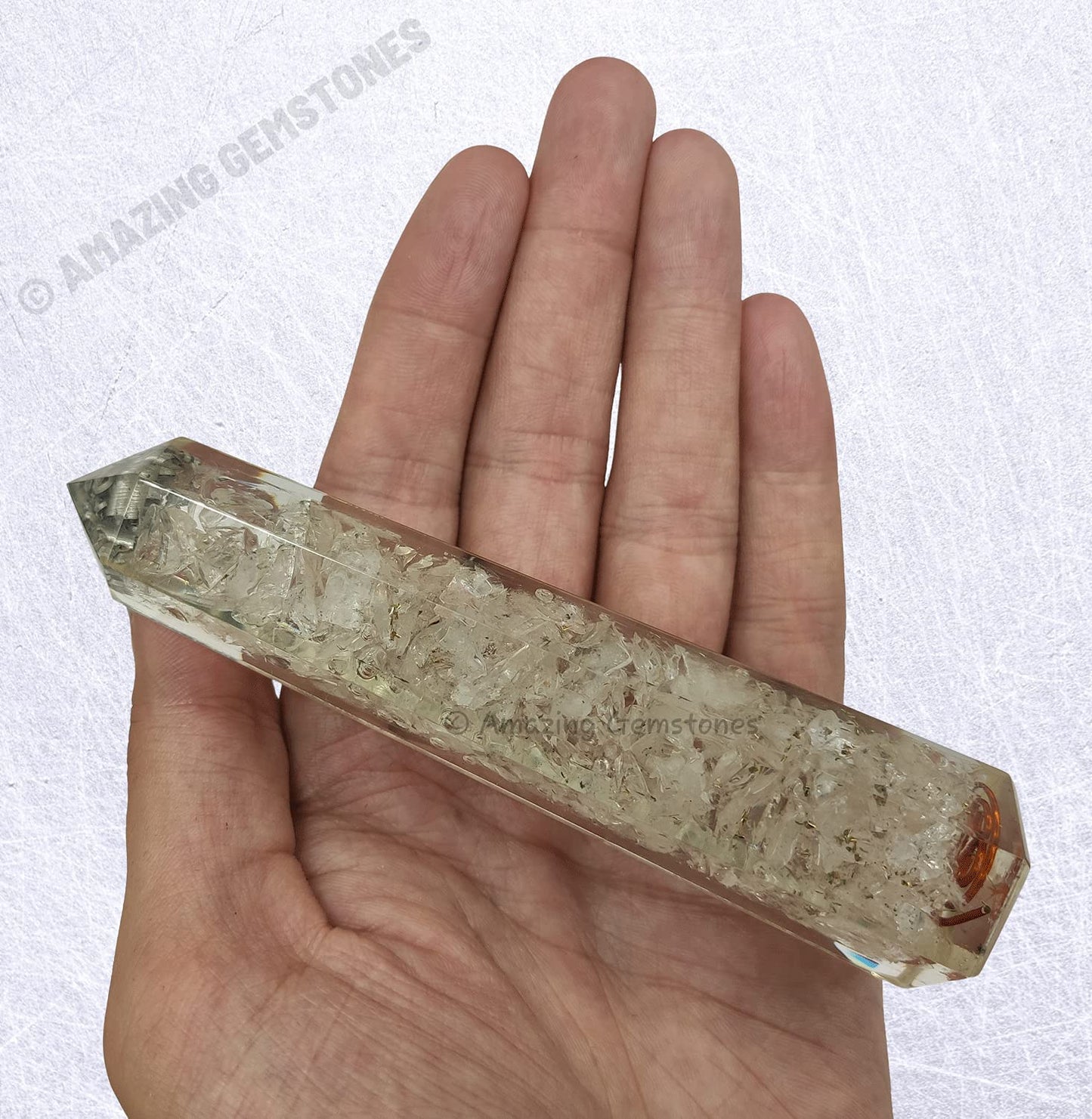 Amazing Gemstone Clear Quartz Crystal Orgonite Towers - Natural Healing Crystal Point Obelisk for Reiki Healing and Crystal Grid (4.5 Inch to 5 Inch, Pack of 1)
