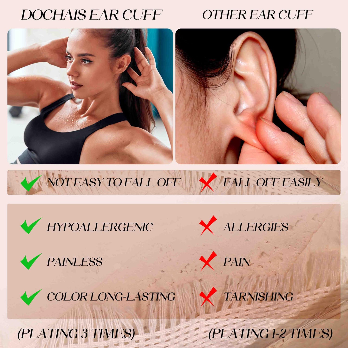 Dochais Ear Cuff Earrings for Women Non Piercing 14K Gold Plated Ear Cuff for Non Pierced Ears Clip on Cartilage Earring Dainty Fake Earrings G4