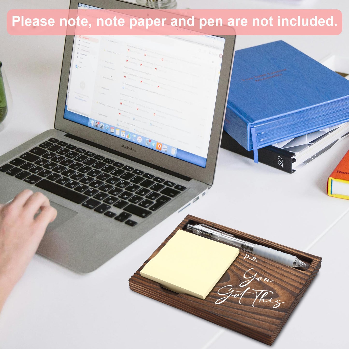 Positive Affirmation Gifts, Job Promotion Gifts, Farewell Gifts, Motivational Gifts, Sticky Note Holder, Post-it Note Dispenser for Desk, Wooden Post-it Note & Pen Holder 6.5" x 4.7" - FTA120