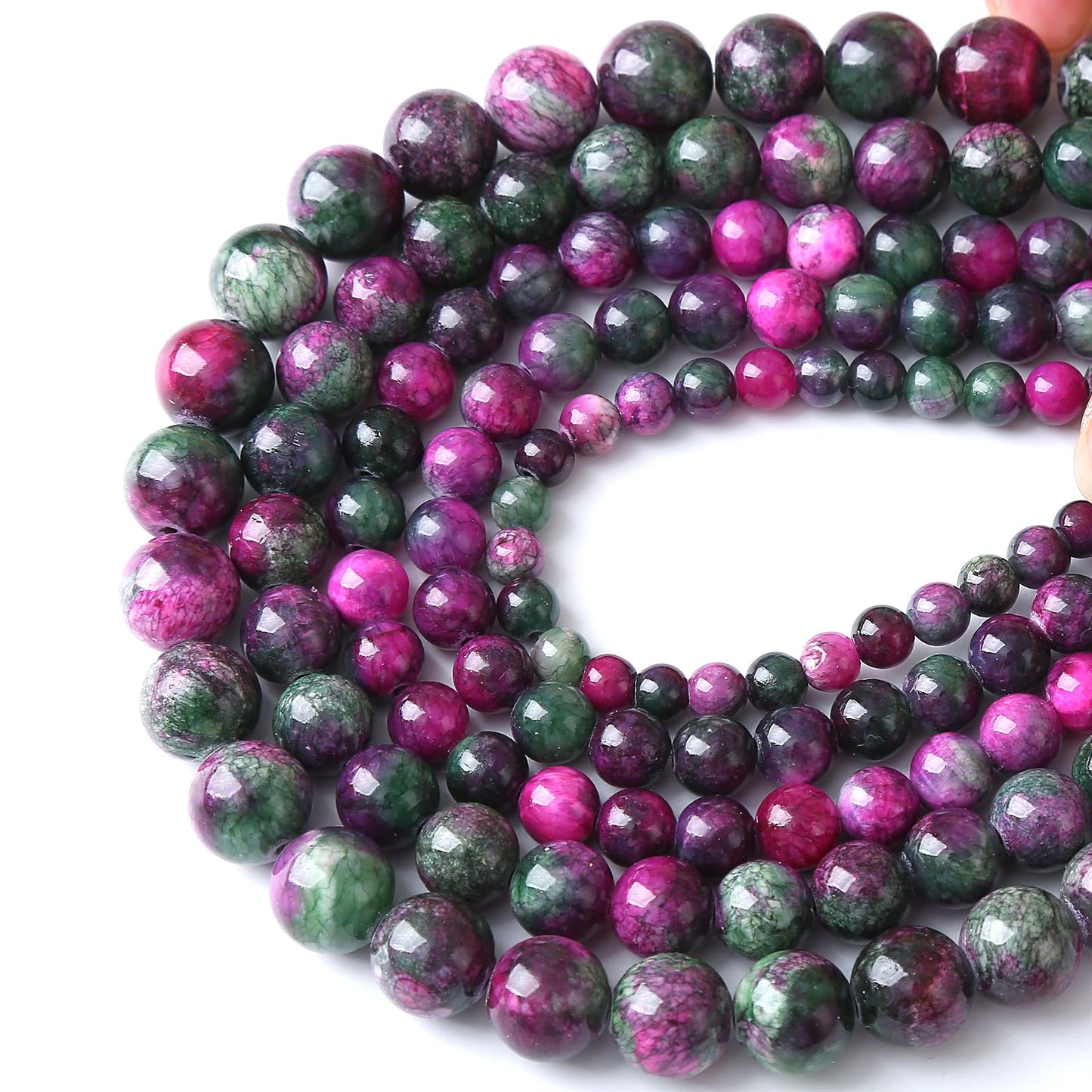 45pcs 8mm Natural Stone Tourmaline Persian Jade Beads Round Loose Beads for Jewelry Making DIY Bracelets Necklaces Crystal Energy Healing Stone Beads 15" (Tourmaline Persian Jade, 8mm)